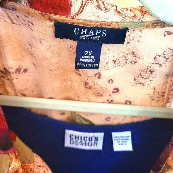 2 pcs Chaps Blouse with Wrist Tie and Chico's Purple Top Tank - Size 2X - Picture 5 of 7